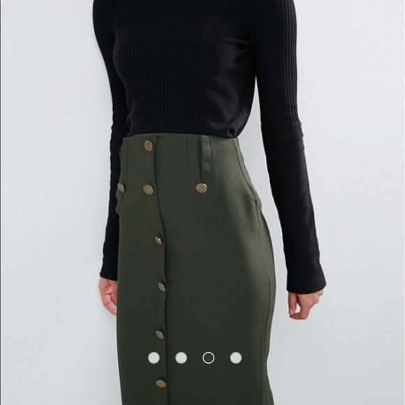 RETURNING 2/2 π₯ Asos β’ green button down skirt - Picture 3 of 8